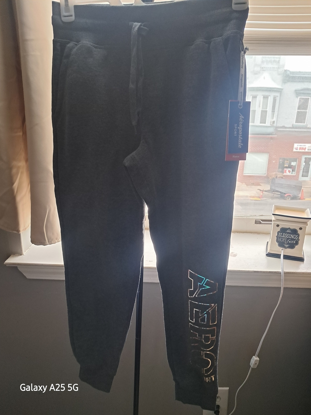 Aeropostale Men's Dark Charcoal Jogger Sweatpants with Logo Detail